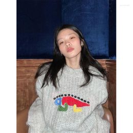 Women's Sweaters Vintage Design Small Cute Lizard Jacquard Embroidery Y2k Sweater 2023 Fall Pullover Oversize Women Tops Knitted