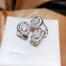 Cluster Rings Classic Geometric Shape Of Radiant Zircon Ring Fashion Adjustable Couple Engagement Jewellery For Women Diamond