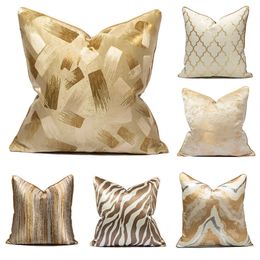 Cushion/Decorative Pillow Luxury Throw for Couch Sofa Home Decor Velvet Soft Square Cushion Solid 45*45 Golden P230414