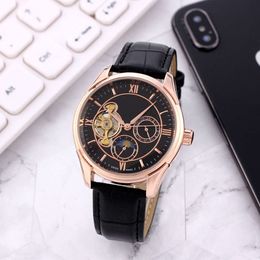 Men's casual watch with mechanical automatic movementOmeg watch luxury mega Quartz Watch Hot Selling Mechanical Leather Large Flywheel Steel Constellation Series