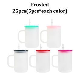 Drinkware 17oz Handle Z11 With Cup PP Mugs Juice Tumbler And Glass Bottle Straw Summer Sublimation Coffee Colourful Lids Tclev