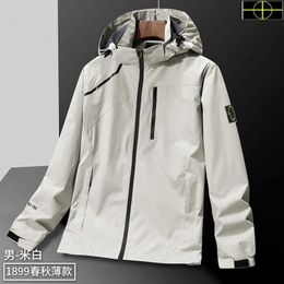 Coats Plus Size Coat Spring and Autumn Stone 223stand Collar Hooded Solid Men's Casual Windproof Outdoor is Jacket Coat New 7XL 9 2024