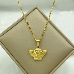 Pendant Necklaces Gold Plated Stainless Steel Necklace For Women With A Big Angel Fashion Jewellery Accessories