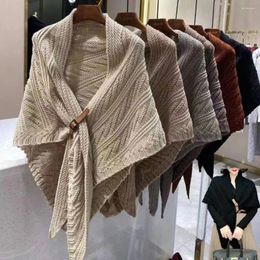 Scarves Leather Buckle Knitted Shawl Outwear Shoulder Clothes Accessories Autumn Winter Scarf Warm Protection Cervical Spine