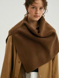 Scarves CamKemsey Fall Winter Real Wool Cloak Shawls Scarf For Women Chic Solid Warm Soft Cashmere Knitted Poncho Wraps