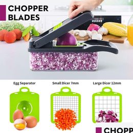 Storage Baskets Lmetjma Vegetable Chopper Professional Mandoline Slicer Onion Veggie With 8 Blades And Filter Basket Kc0451 Drop Del Dhqvo