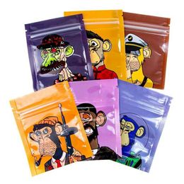 7x9cm 1g Smell Proof Mylar packing Bag Monkey Shape For Dry Herb Flower packaging bags package Resealable Edibles Ziplock Pouch Plastic Wbrp