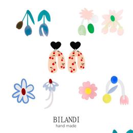 Dangle Chandelier Bilandi Fashion Jewellery Candy Resin Earrings Spring Summer Style Asymmetrical Geometric Flower Acetate F Dhgarden Dhnye