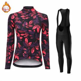 Cycling Jersey Sets 2023 Women's Warm Winter Thermal Fleece Bicycle Clothing MTB Outdoor Riding Sport Long Sleeve Ropa Ciclismo Mujer 231114