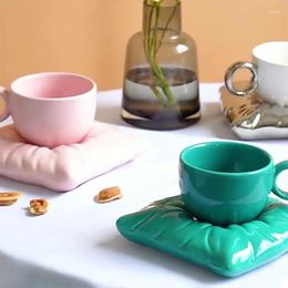 Mugs 7 Colors Coffee Cups Ceramic Mug Pillow Cup Tableware For Tea Beautiful Thermal Drinkware Kitchen Dining Bar Home