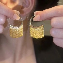 Dangle Earrings HANGZHI Fashion Geometric Semicircle Metal Tassel For Women Wedding Daily Pendant Statement Jewellery Gift