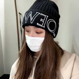 Beanie/Skull Caps High quality hat with wool for women in autumn and winter thickened and warm wool hat large head round face small knitted headband hat YQ231115
