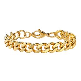 Stainless Steel Women's Mens 18k Gold Plated Curb Chain Link Bracelet 12mm Thick 8.3inch n843