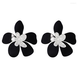 Stud Earrings 2 Layer Super Big Large Acrylic Flower For Women Girls Fashion Exaggerated 2023 Trending Street Shooting Jewellery