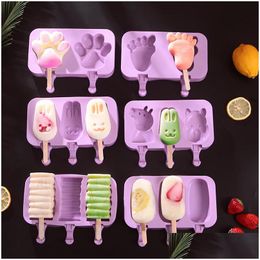 Ice Cream Tools Diy Sile Mods Kids Animals Homemade Popsicle Moulds For Children Cute Cartoon Icelolly Mould W0070 Drop Delivery Home Dhiry