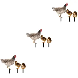 Decorative Figurines 9 Pcs Lifelike Garden 3d Chicken Stakes Decoration Acrylic Chick Signs Layout Prop
