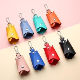 Keychains Color Bat Shape PU Leather Car Key Protective Cover Bright Fashion Couple Case Personality Retro KeychainKeychains Forb22