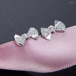 Stud Earrings Bow Zircon Style Glam Fashion Good Jewerly For Women 2023 Gift In 925 Sterling Silver Super Deal