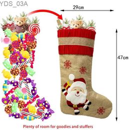 Christmas Decorations 2023 Merry Christmas Stocking Gift Bag Large Capacity Nonwoven Snowman/Elk/Santa Claus Xmas Sock Decorations Holder For Home YQ231115