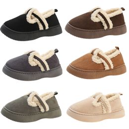 Designer fur slip on cotton shoes women brown white green grey black plush shoes womens soft soles outdoor winter slipper