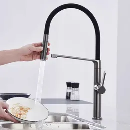 Kitchen Faucets Top Quality Brass Sink Faucet Luxury One Hole Pull Out Cold Water Mixer Tap With Magnet Modern Design