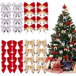 Christmas Decorations 12Pcs 5cm Bow Xmas Tree Pendant Ornament for Home Decor Navidad Year Party 2024 DIY Gift Accessories 231115