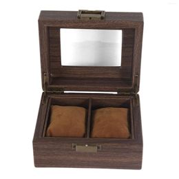 Jewellery Pouches Watch Display Case And Lock Vintage Wood With Glass Top 2 Slot Wrist Storage Box Organiser For Gifts Men Women