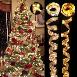 Christmas Decorations Ribbon Fairy Light Decoration Tree Ornaments For Home 2023 Bows String Lights Navidad Natal Year 2024 y231115