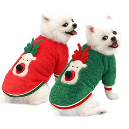 Dog Apparel Christmas Clothes Winter Warm Pet for Small Medium Dogs Elk Santa Claus Cats Coat Hoodies Costume 231114