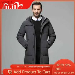 Men's Down Parkas Men Long Duck Down Coats New Winter Hooded Casual Down Jackets High Quality Outdoor Windproof Warm Jackets Mens ClothingL231115