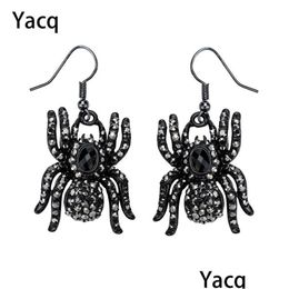 Dangle Chandelier Spider Earrings Crystal Halloween Jewellery Gifts For Women Girls Wholesale Dropship Sier Black Ea05 Drop D Dhgarden Dhmj3