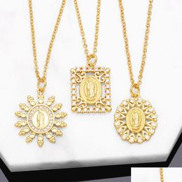 Pendant Necklaces Relius Gold Plated Virgin Mary Pendant Necklace Fashion Simple Cz Brass Jewelry Valentines Day Gift Drop Delivery Je Dhwy7