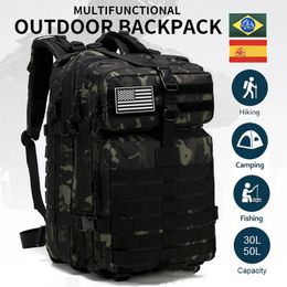 Outdoor Bags 30L50L 3P Tactical Backpack for Men Women Camping Hunting Accessories Military Camouflage Assault Bag Army Molle Rucksacks 231114