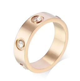 Designer Ring Light Luxury Classic 4mm5mm6mmTitanium Steel Couple Ring Fashion Diamond Rose Gold Silver Ring love ring