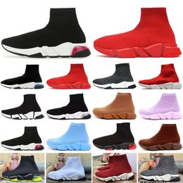 Graffiti Men Balenciegas Shoes Balencigaas Designer Women 2024 Speed Sock Runner Flat Knit Boots Ankle Platform Triple Black White S Red Beige Casual