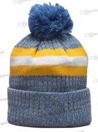 New Football Sport Stripes Cuffed Knit Hat Mix Colors Fashion Fans LACBlack Striped Baseball Sports Beanies Hats Bones Skullies Cuffed Caps One Size Nov16-02