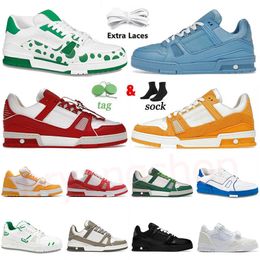 Designer Virgil Trainer lves Sneaker Denim Monograms shoes Embossed White Signature women Rubber Denim Leather Mens Trainers Sneakers Size 36-45