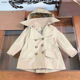 Luxury kids designer coat autumn baby jacket Size 110-150 Double breasted design Hooded Long windbreaker for girl boy Nov15
