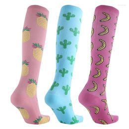 Sports Socks Arrival Men And Women Long Compression Stockings Fruit Pattern Running Outdoors Athletic