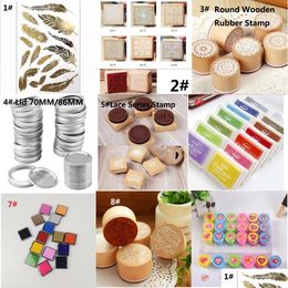 Stamps Wholesale Craft Ink Pad Colorf Cartoon For Different Kinds Of Stamps Finger Washable Stamp Pads Tattoo Wood Round Vintage Squar Dhfl8