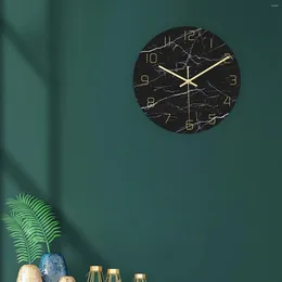 Wall Clocks Clock Marble Pattern Non Ticking 2" For Bedroom Office Kitchen