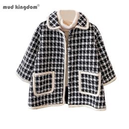 Coat Mudkingdom Fashion Winter Autumn Girls Coat Warm Wool Heavyweight Plaid Overcoat for Kids Outerwear Jacket Toddler Coat Clothes 231114