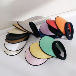 Visors Sun Visor Hats For Women Straw Beach Cap Casual Hat Wide Brim Summer UV Protection Foldable