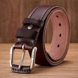 Belts 3.8CM Real Cowskin Genuine Leather Belts Male Belt For Jeans Luxury Classical Designer Men Strap Vintage Pin Buckle Ceinture 231115