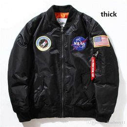 2023 Designer Fall-flight Pilot Jacket Coat Black Green Bomber Ma1 Men Jackets Nasa Embroidery Baseball Coats with Zipper M-xxl