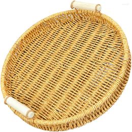 Dinnerware Sets Woven Bread Basket Tabletop Fruit Sundries Storage Imitation Rattan