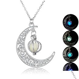 Pendant Necklaces Voleaf Colorf Luminous Series Moon Pendant Necklaces Fluorescent Glow In The Dark Trendy Jewelry For Women Vne115 Dr Dhuka