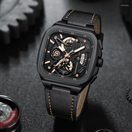 Wristwatches 2023 Business Brands NEKTOM Square Series Calendar Waterproof Watch Men's Sports Military Leather Quartz Watches