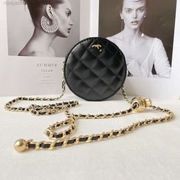 Designer Channel Women Bag Channell Xiaoxiangfeng Classic Simple Small Round Bag Black Gold Color Matching Advanced Light Luxury Small Gold Ball Chain Crossbody Ba