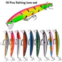 Fishing Hooks 10 Pcs Lure Set Mini Hard Bait Minnow Floating Swing Crankbait Crazy Wobblers Artificial Bionic Crank Lures 231115